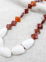 MN 20" Necklace White and Amber Stones