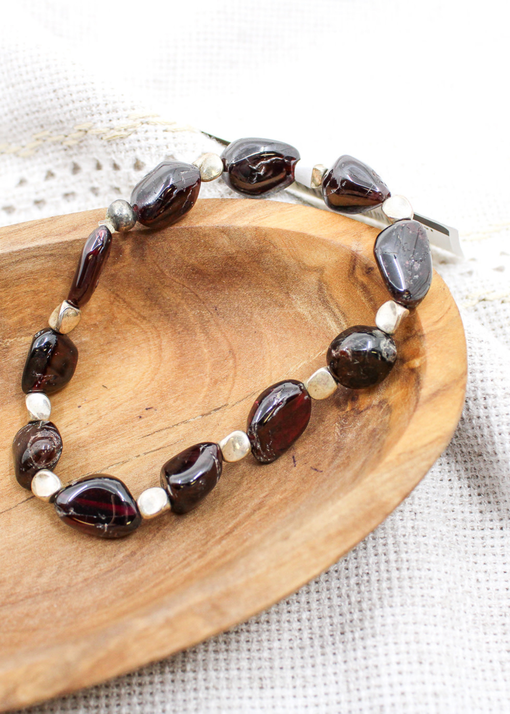 None ACCESSORIES - Tumbled Natural Garnet Bracelet