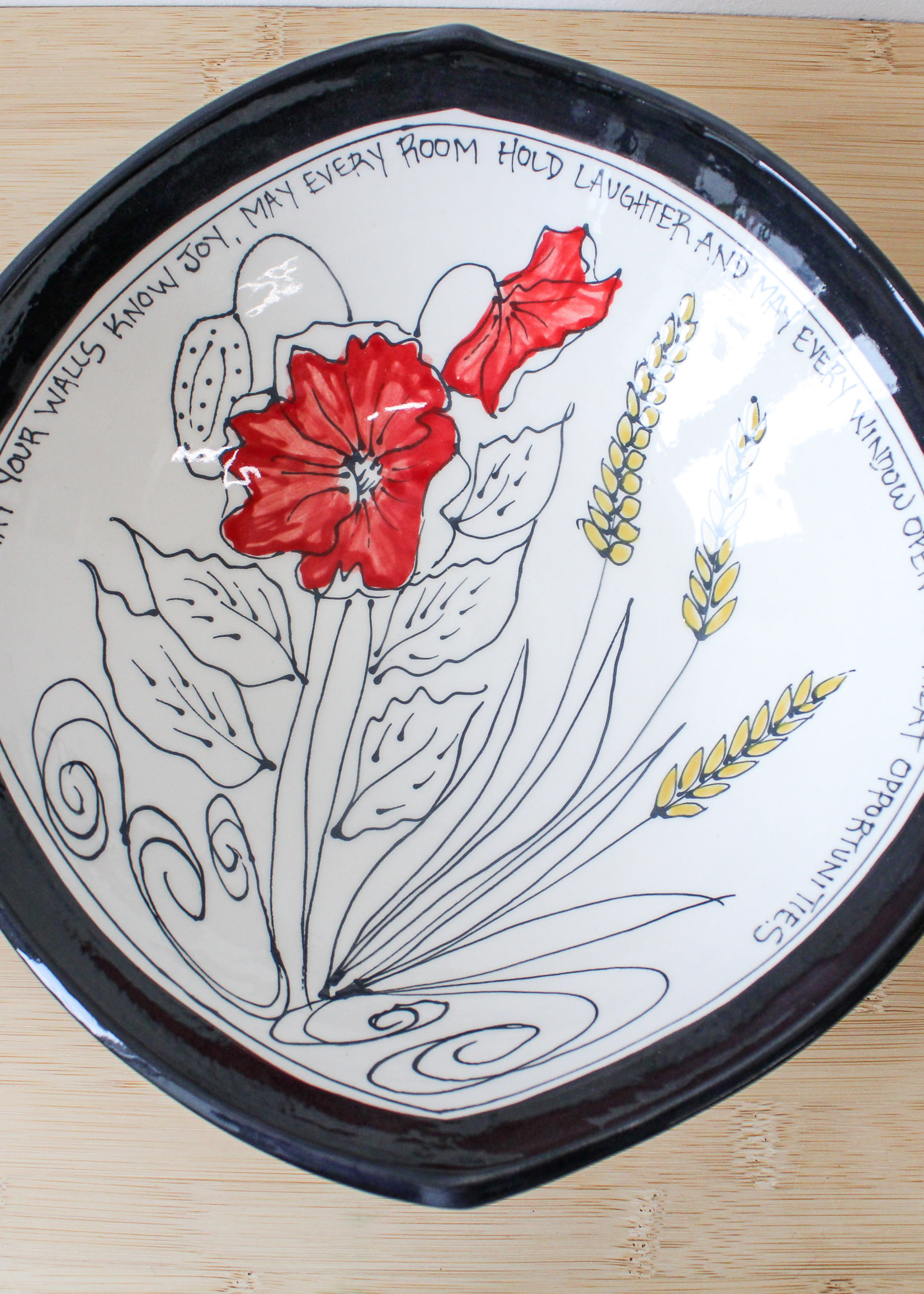 CERAMICS - 8 1/2 " Bowl with Poppies & Wheat