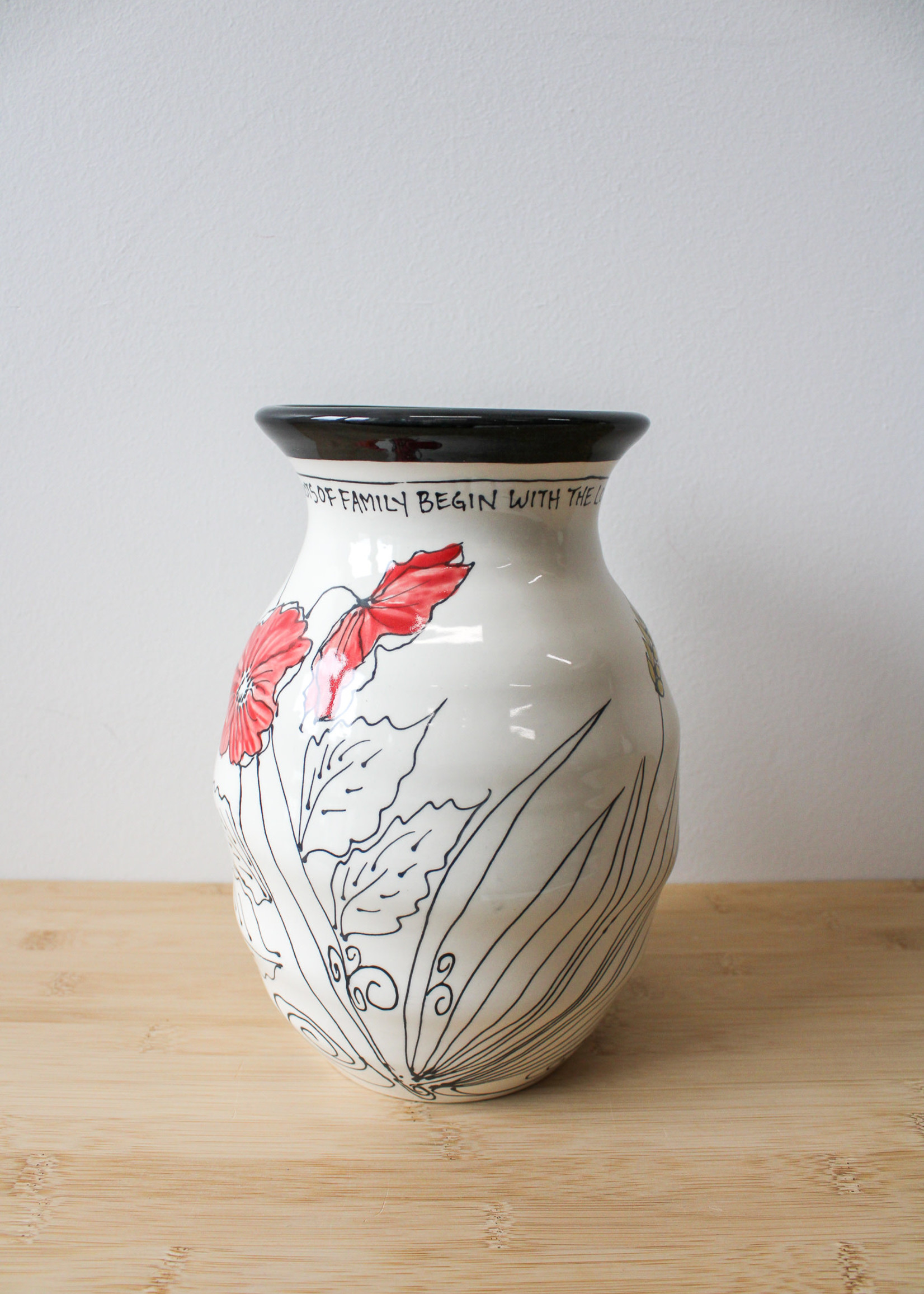 CERAMICS - Narrow Vase with Poppies & Wheat
