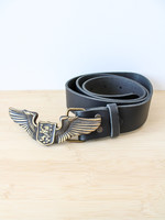 BELT -Black with Gold Wings Buckle