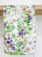 White Tea Towel with Purple & White Flowers