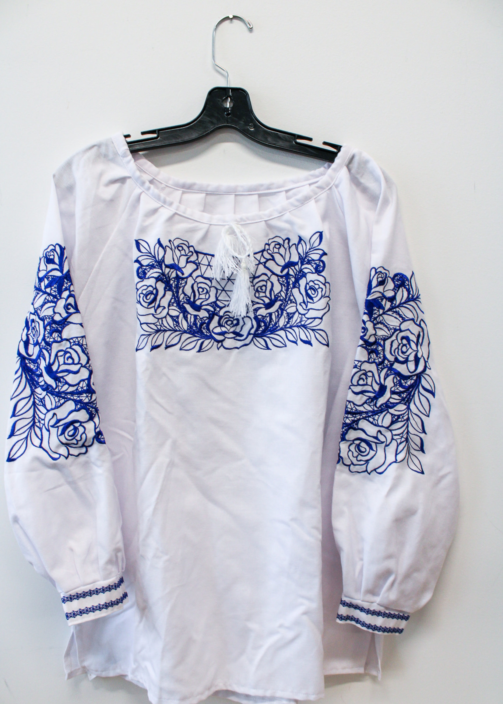 APPAREL - Vyshyvanka - Bust: 45" Length: 24" (Small- Medium ) Blue roses