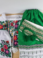 KIDS - GIRL SUIT - Vyshyvanka, skirt, & sash (green)