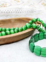 JEWELRY -  SET of 2 -   Green Beaded Necklace & Bracelet