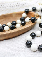 JEWELRY -  SET of 2 -   Black & White Beaded Necklace & Bracelet