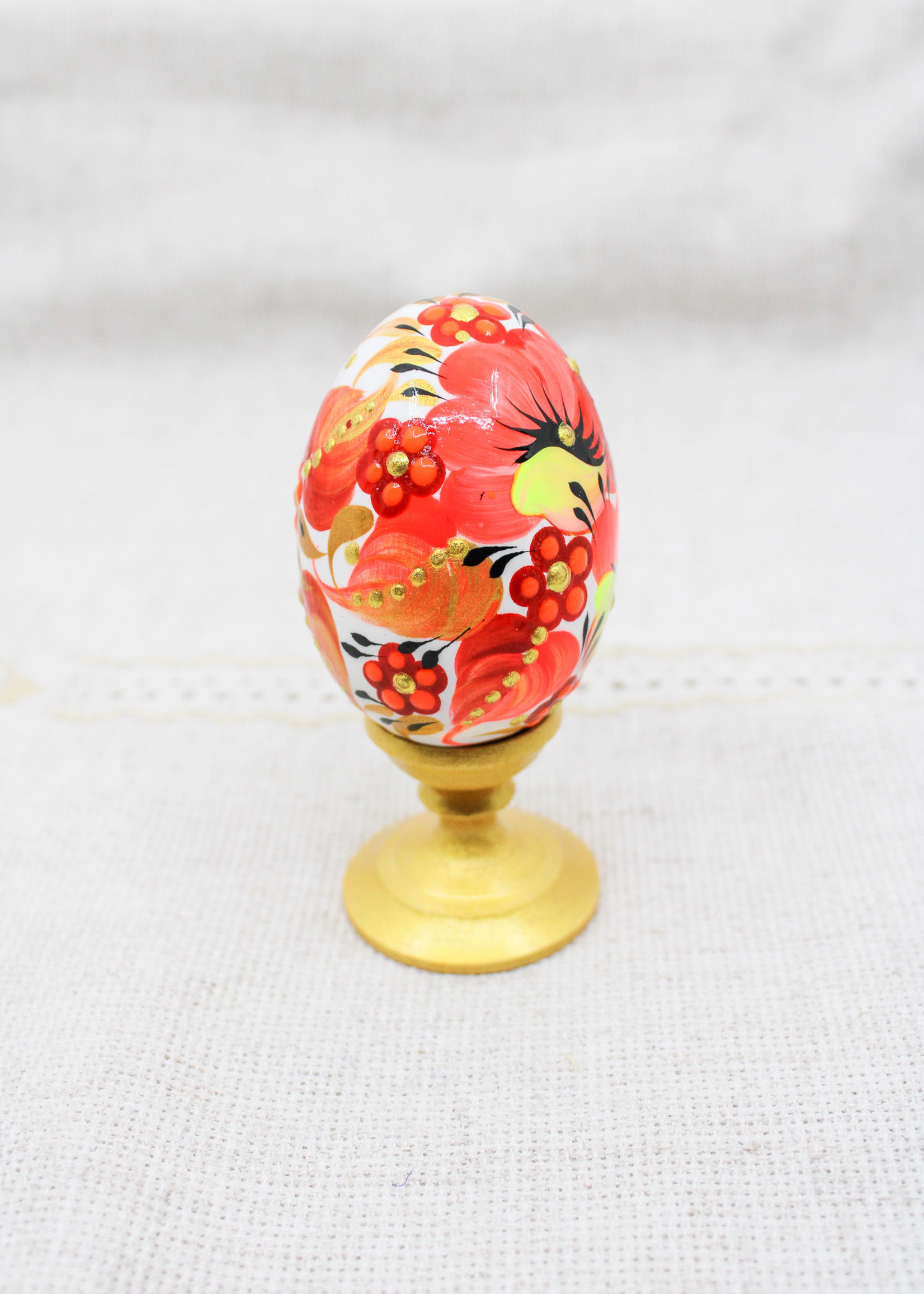PYSANKY - Easter Wooden Egg on stand in Petrykivka Style