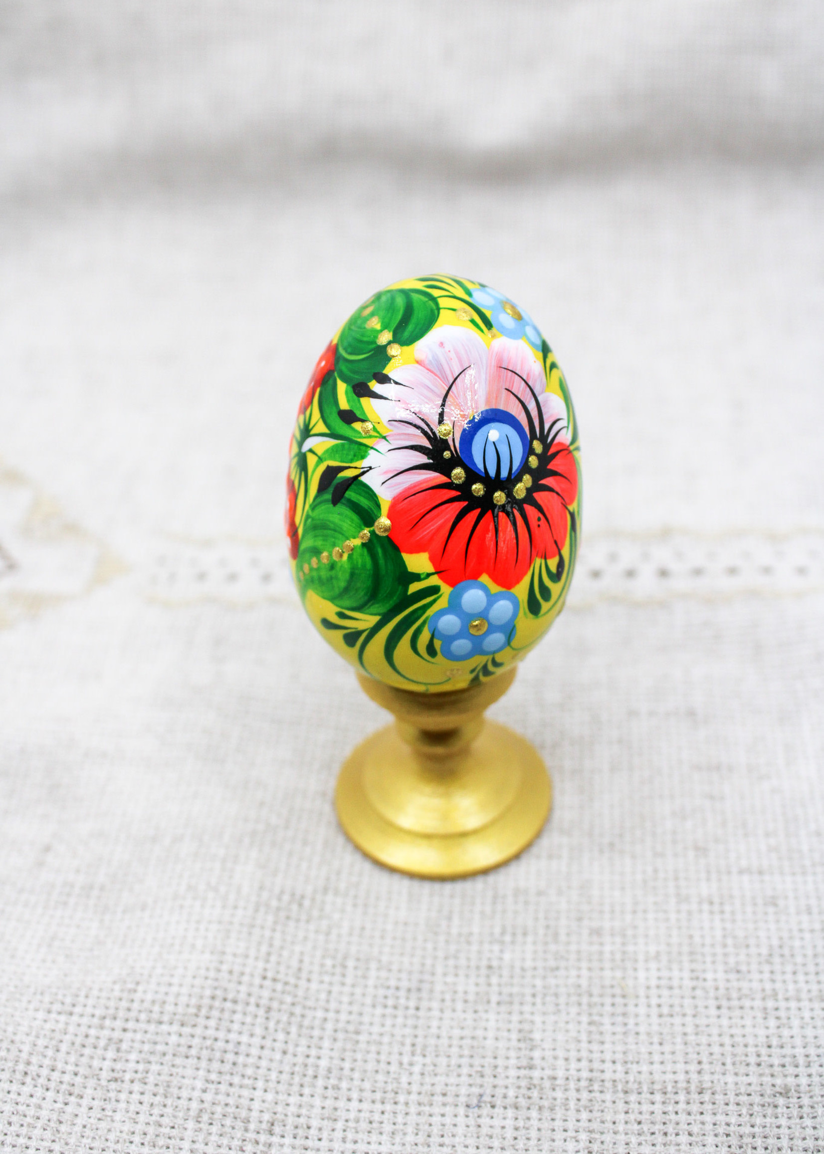 PYSANKY - Easter Wooden Egg on stand in Petrykivka Style