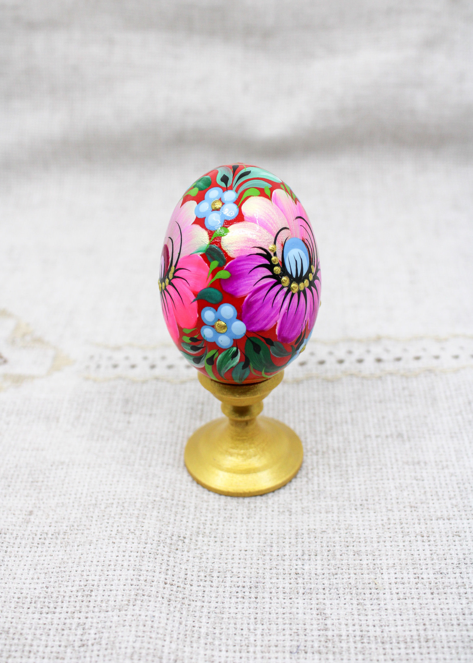 PYSANKY - Easter Wooden Egg on stand in Petrykivka Style