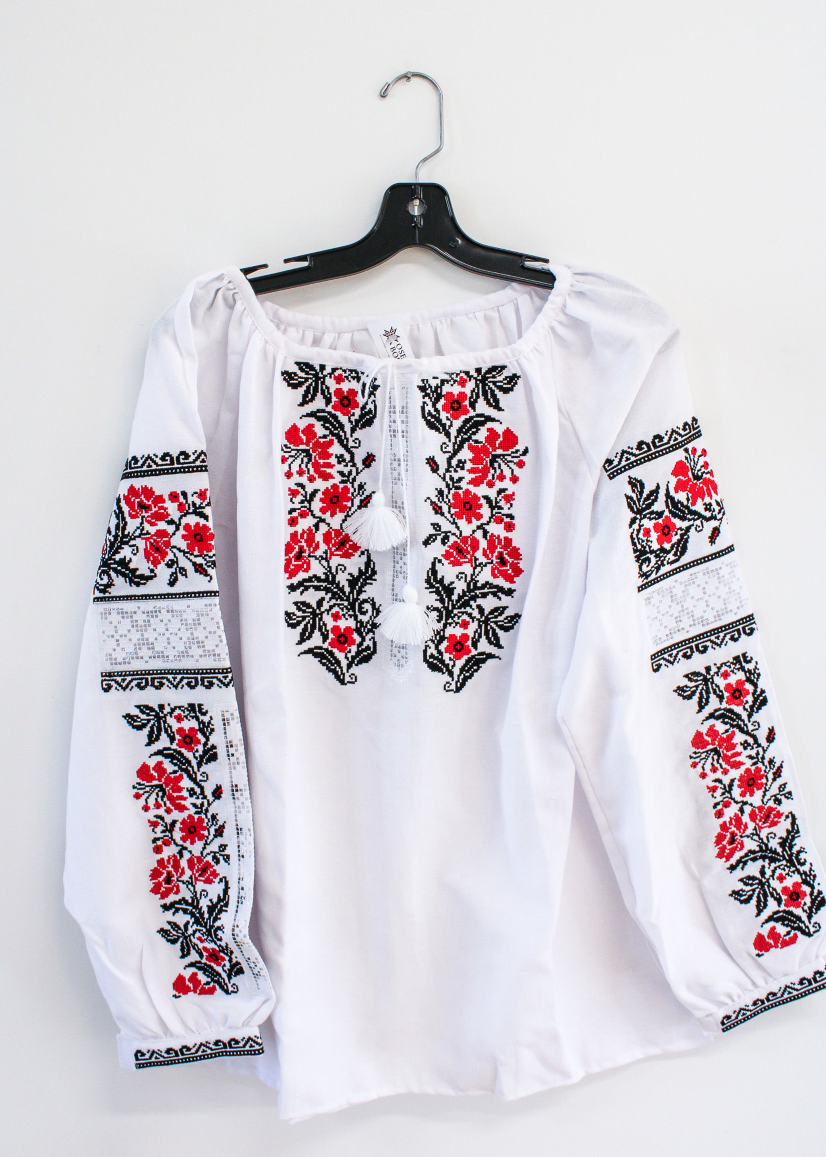 APPAREL - (W)Vyshyvanka White Lace/Red/Black Floral Embroidery + Embroidered Sleeves with tassel