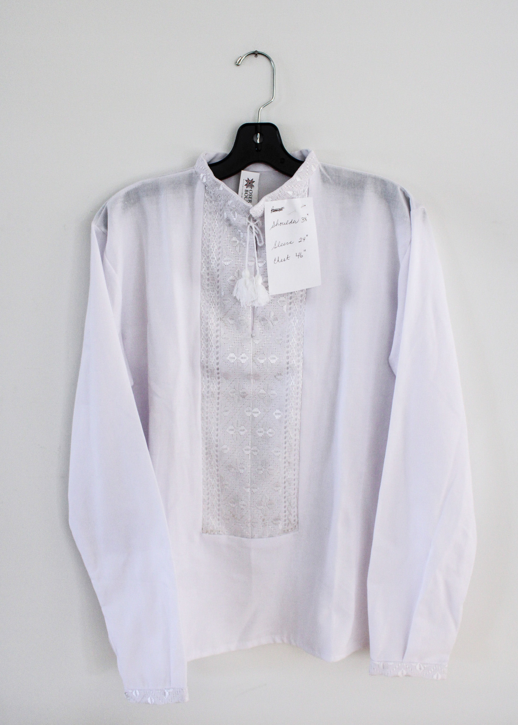 APPAREL - (M) Vyshyvanka White /White  Silk Embroidery /Sewn in Placket