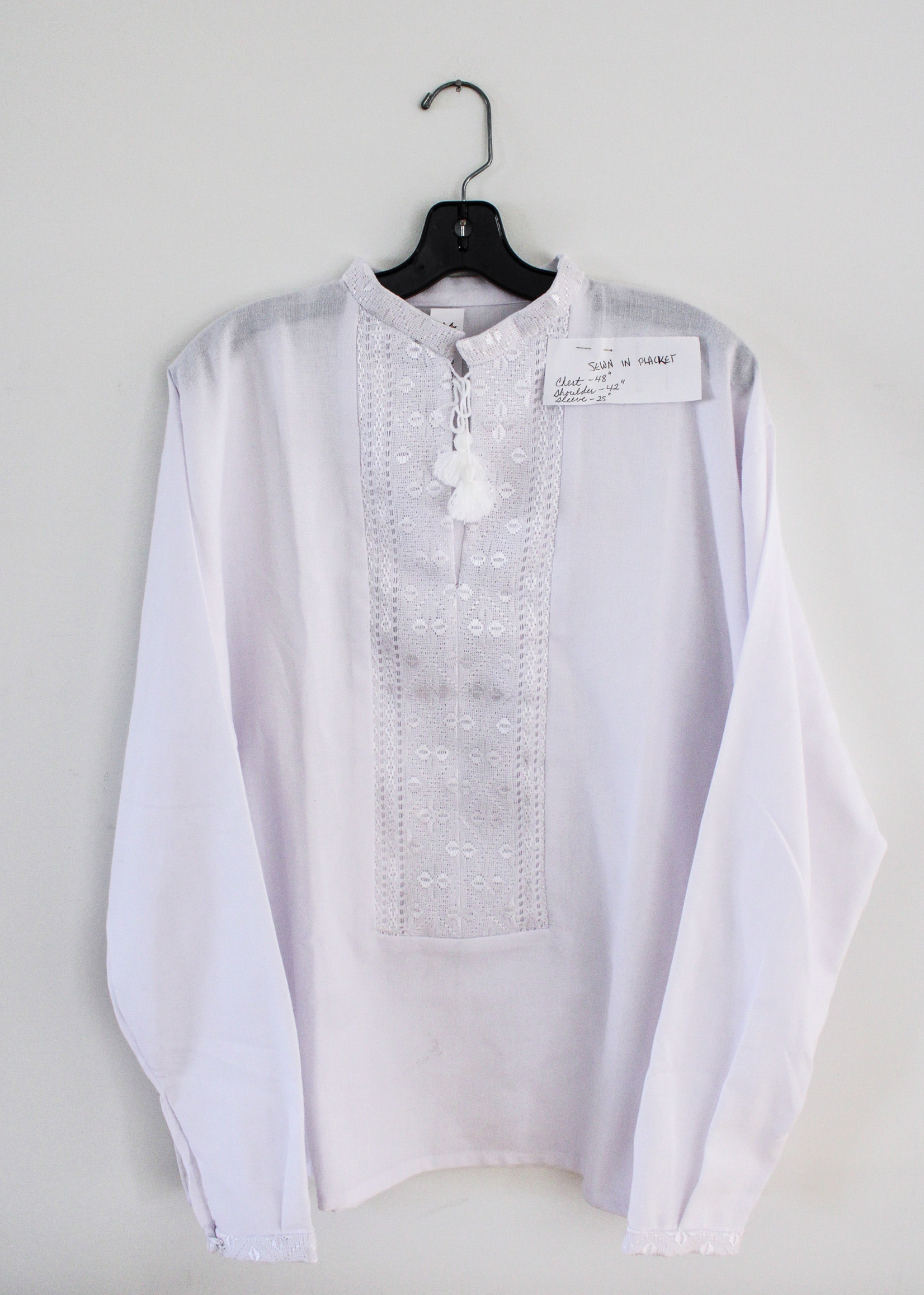 APPAREL - (M) Vyshyvanka White /White  Silk Embroidery /Sewn in Placket