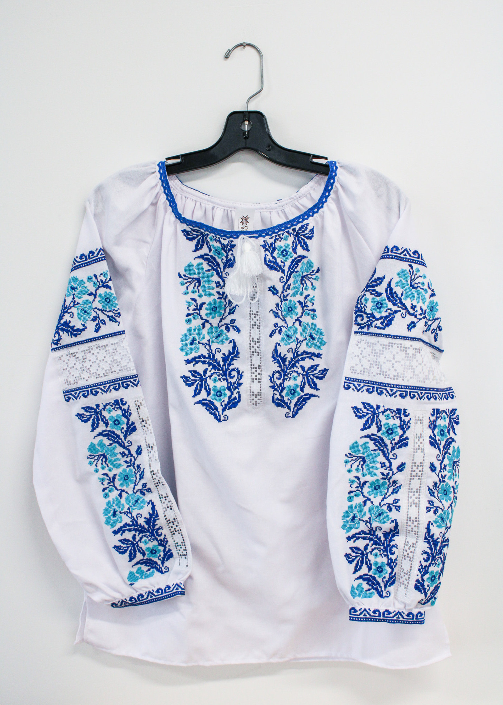 APPAREL - (W)Vyshyvanka White/Turquoise/Blue Floral Embroidery 48