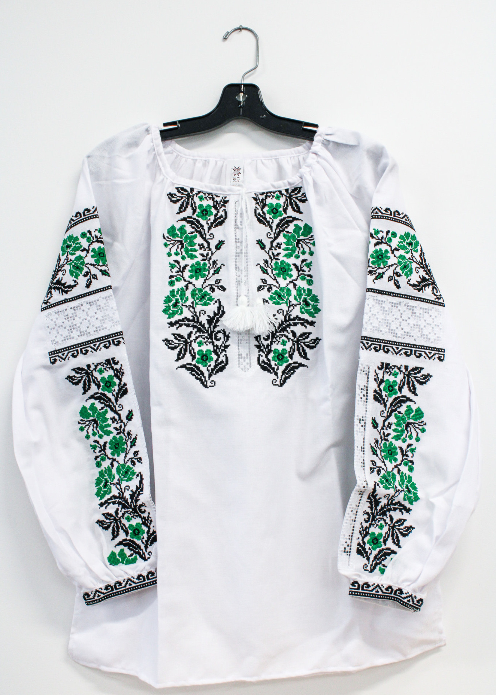 APPAREL - (W)Vyshyvanka White Lace/Green/Black Floral Embroidery