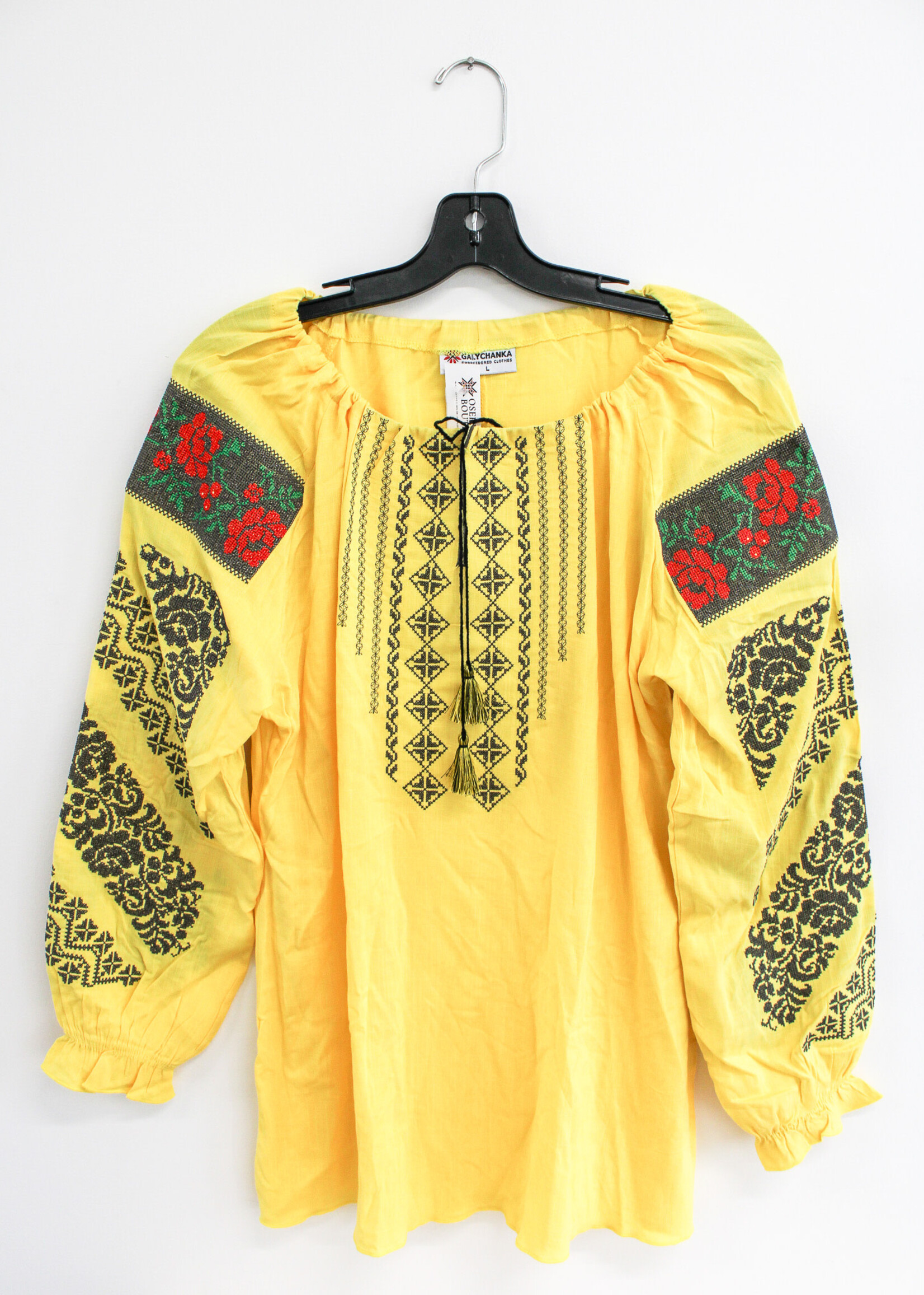 APPAREL - Vyshyvanka (W) - Yellow (Size L), and floral shoulders
