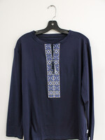 APPAREL - T-shirt (M), Navy, long Sleeve, White/Blue Embroidery