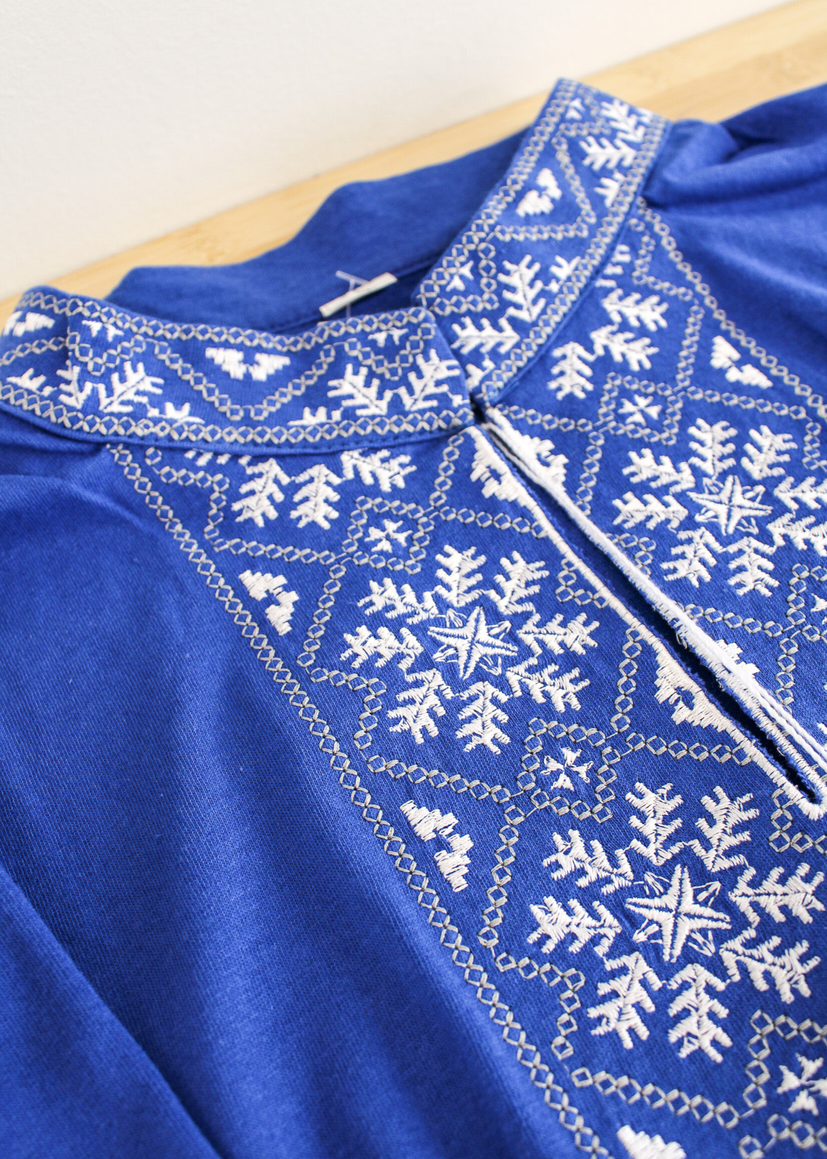 APPAREL - Vyshyvanka (M) - Blue (SizeXL), with white/ grey "Snowflake" embroidery