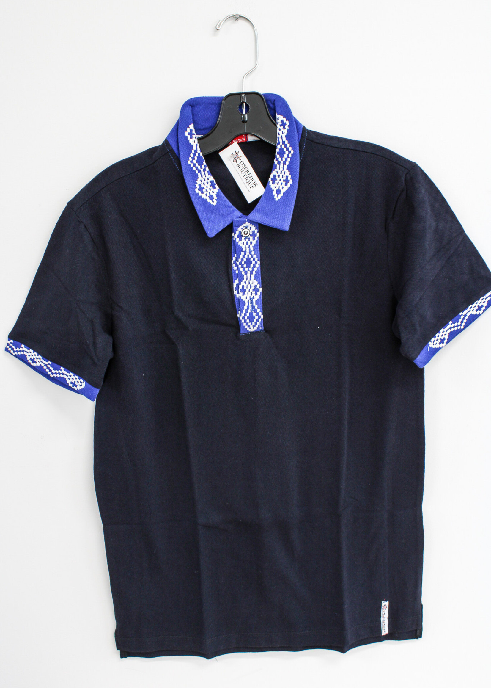 APPAREL - Black POLO- (Small), with Embroidered Collar