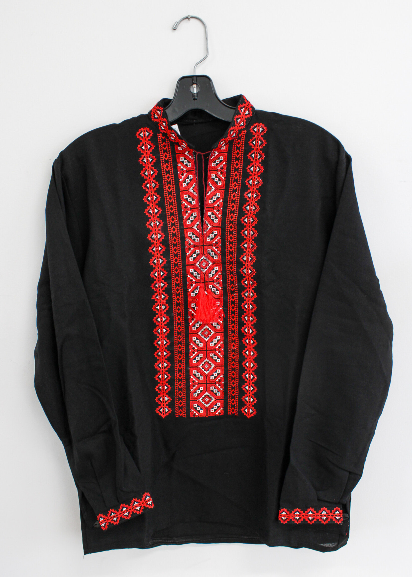 VYSHYVANKA(M)  - Chest 40 in. Length 28in. Black with red/white embroidery
