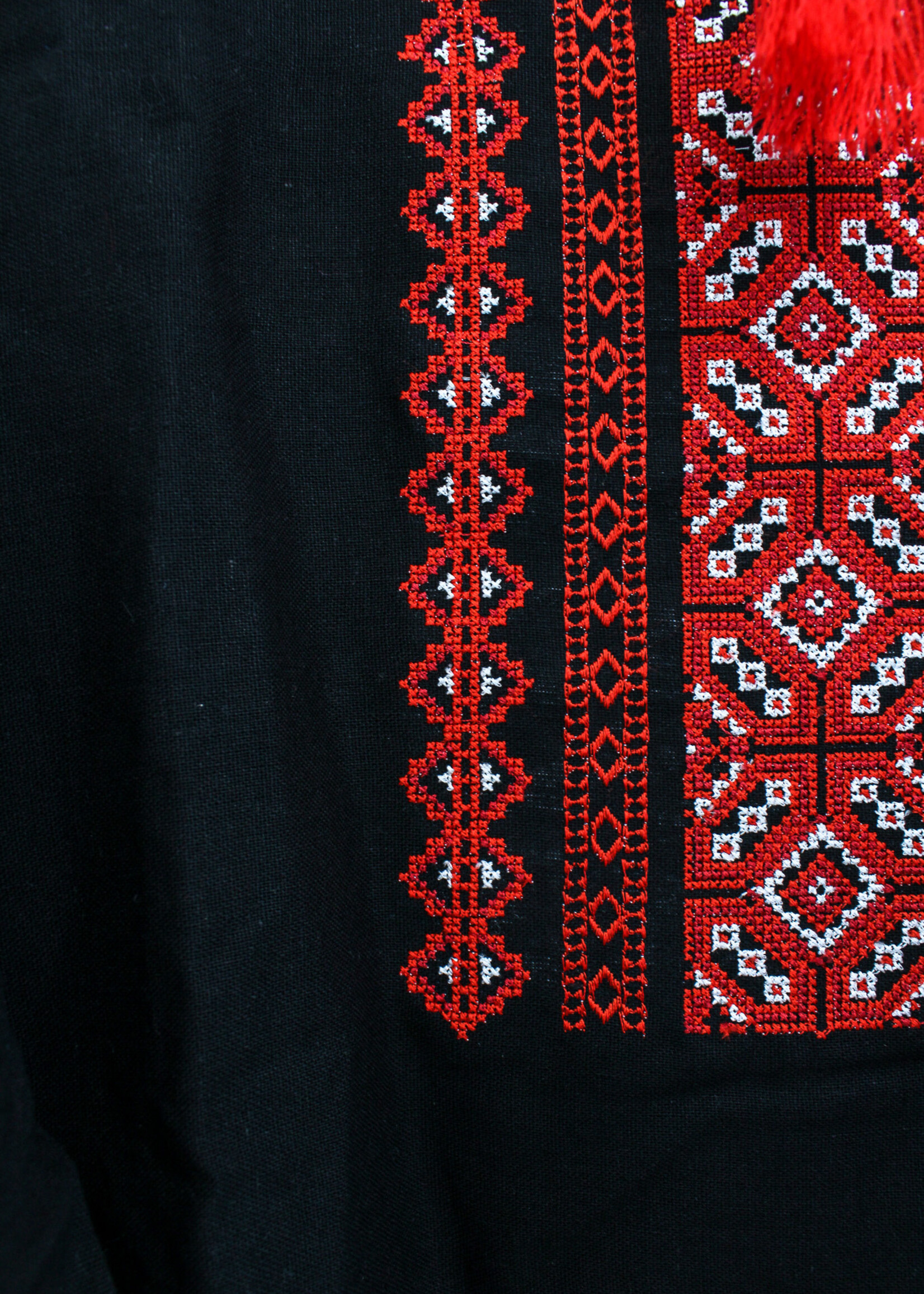 VYSHYVANKA(M)  - Chest 40 in. Length 28in. Black with red/white embroidery