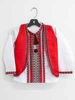 KIDS SET Boys - White/ red embroidered  vyshyvanka, red vest, pants