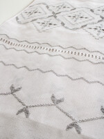 RUSHNYK - White 75x13 1/2 in. Handmade  Silver Embroidery