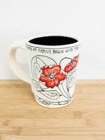 CERAMICS - Tall Mug, Poppies & Wheat  "The Roots of Family Begin with the Love of Two Hearts"