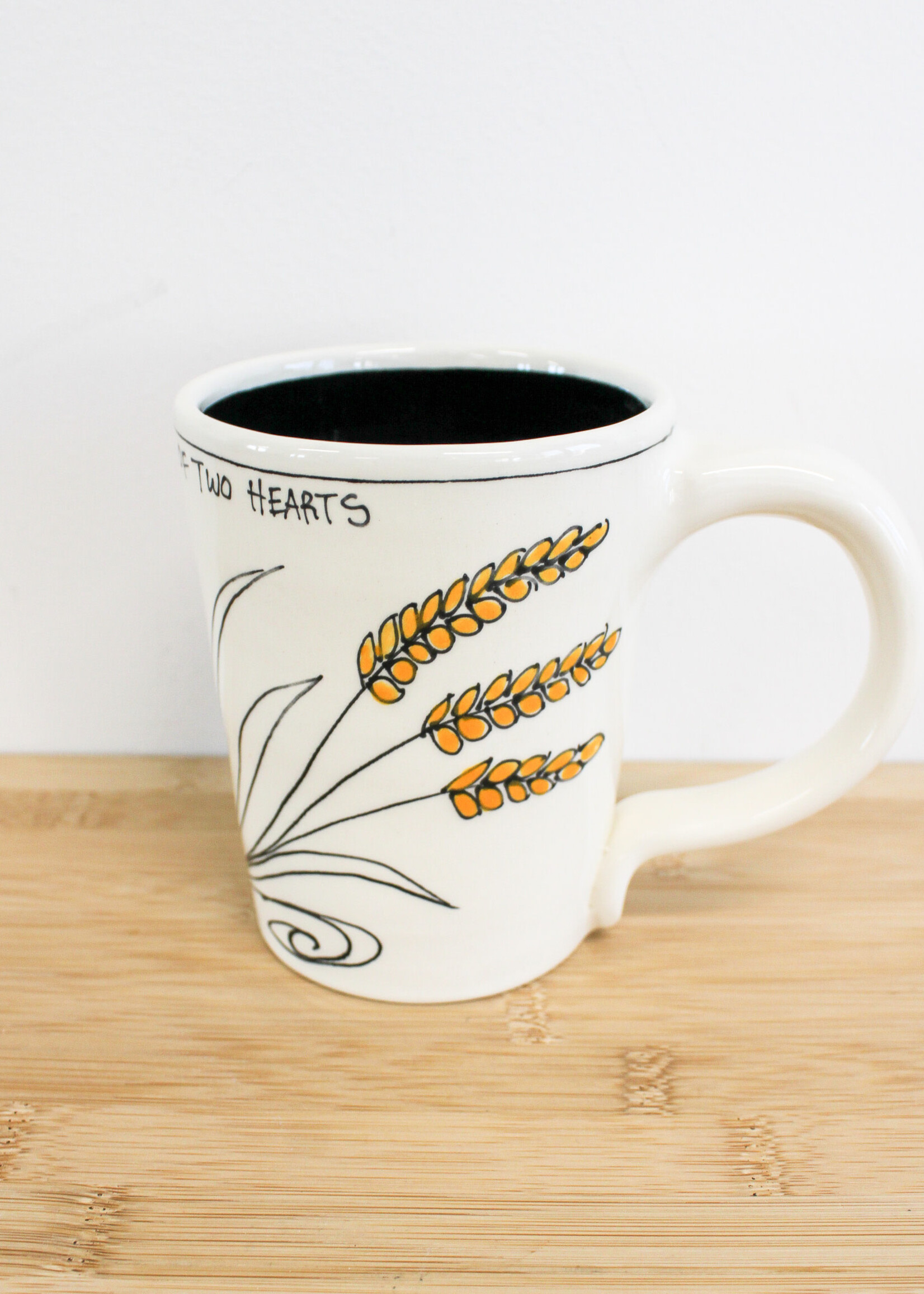 CERAMICS - Tall Mug, Poppies & Wheat  "The Roots of Family Begin with the Love of Two Hearts"