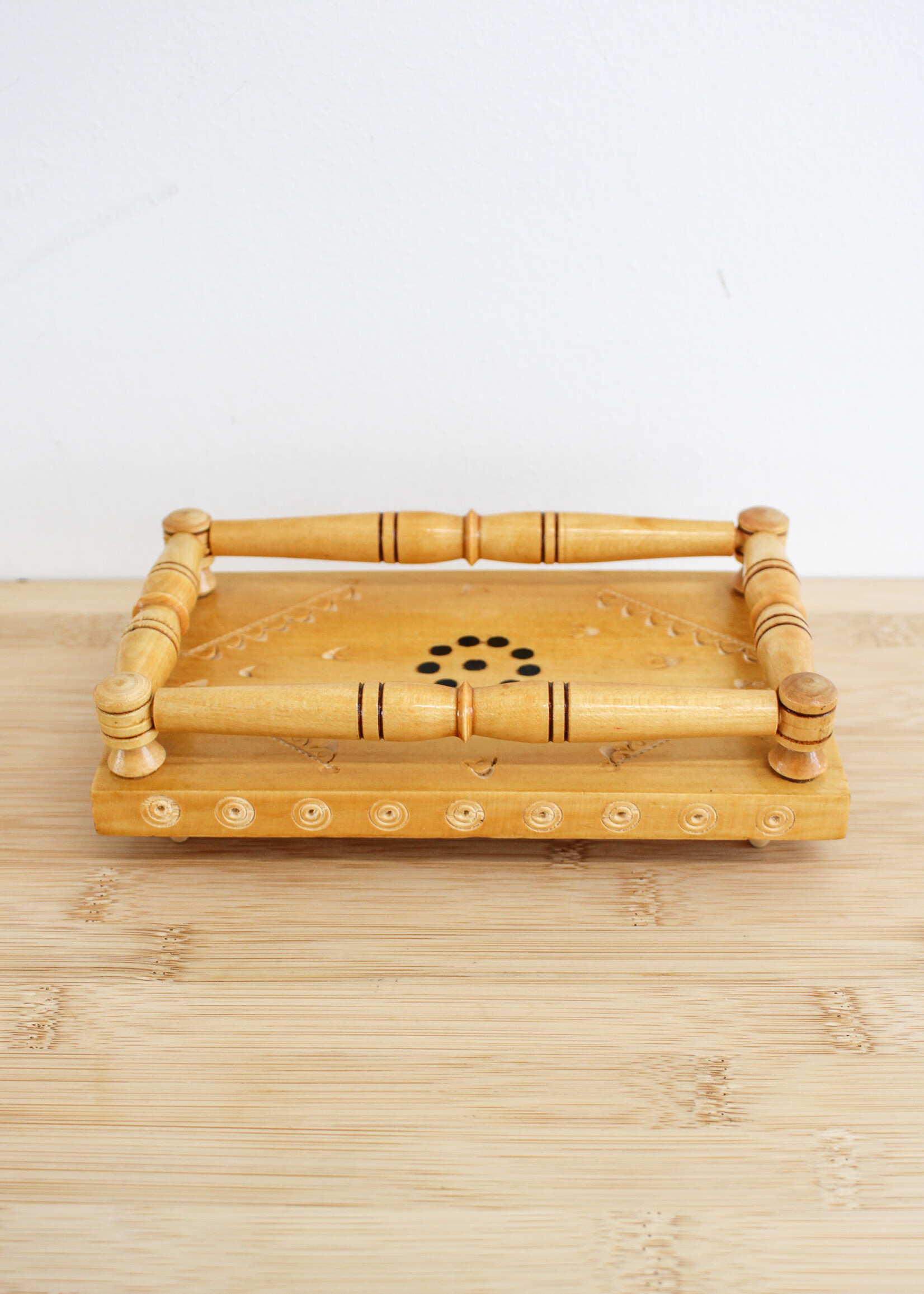 HOME -  Tray, Small Hand made Carved Wood