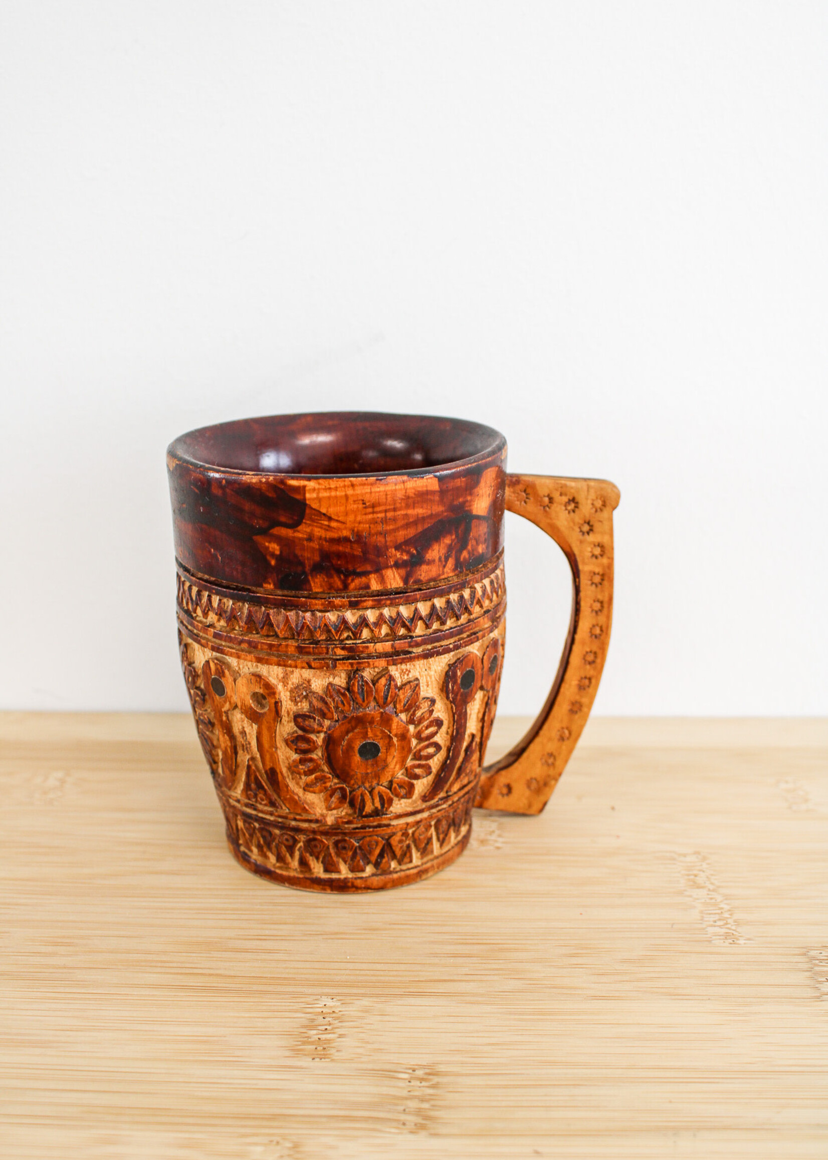 HOME - Mug, carved wood, rustic folk art , Yaremche, Ivano Frankivsk