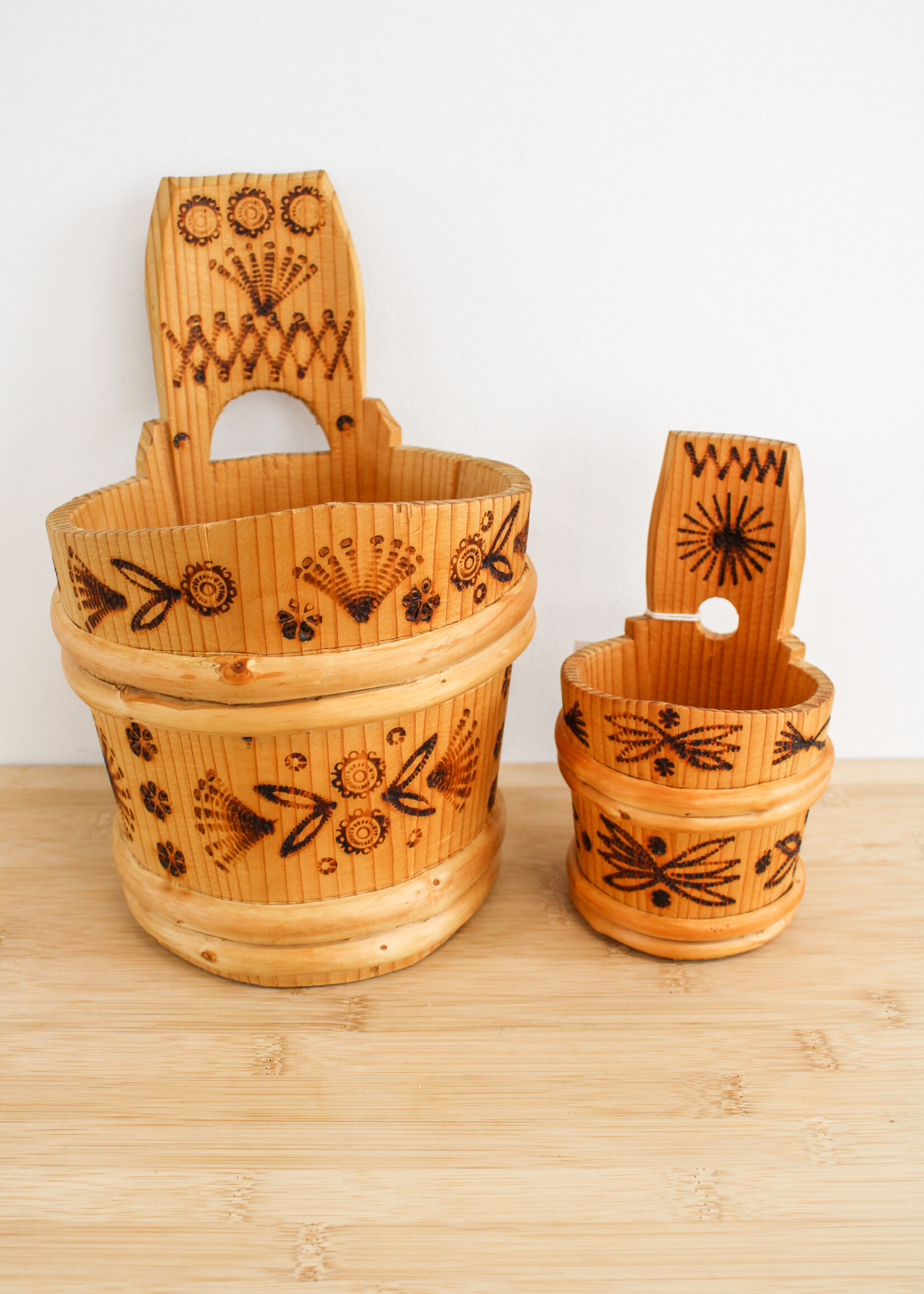 HOME - Sauna Buckets, decorative  set of 2 ,   burn wood