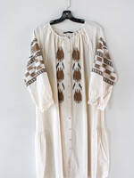 Dressa VYSHYVANKA - Cream & brown long dress