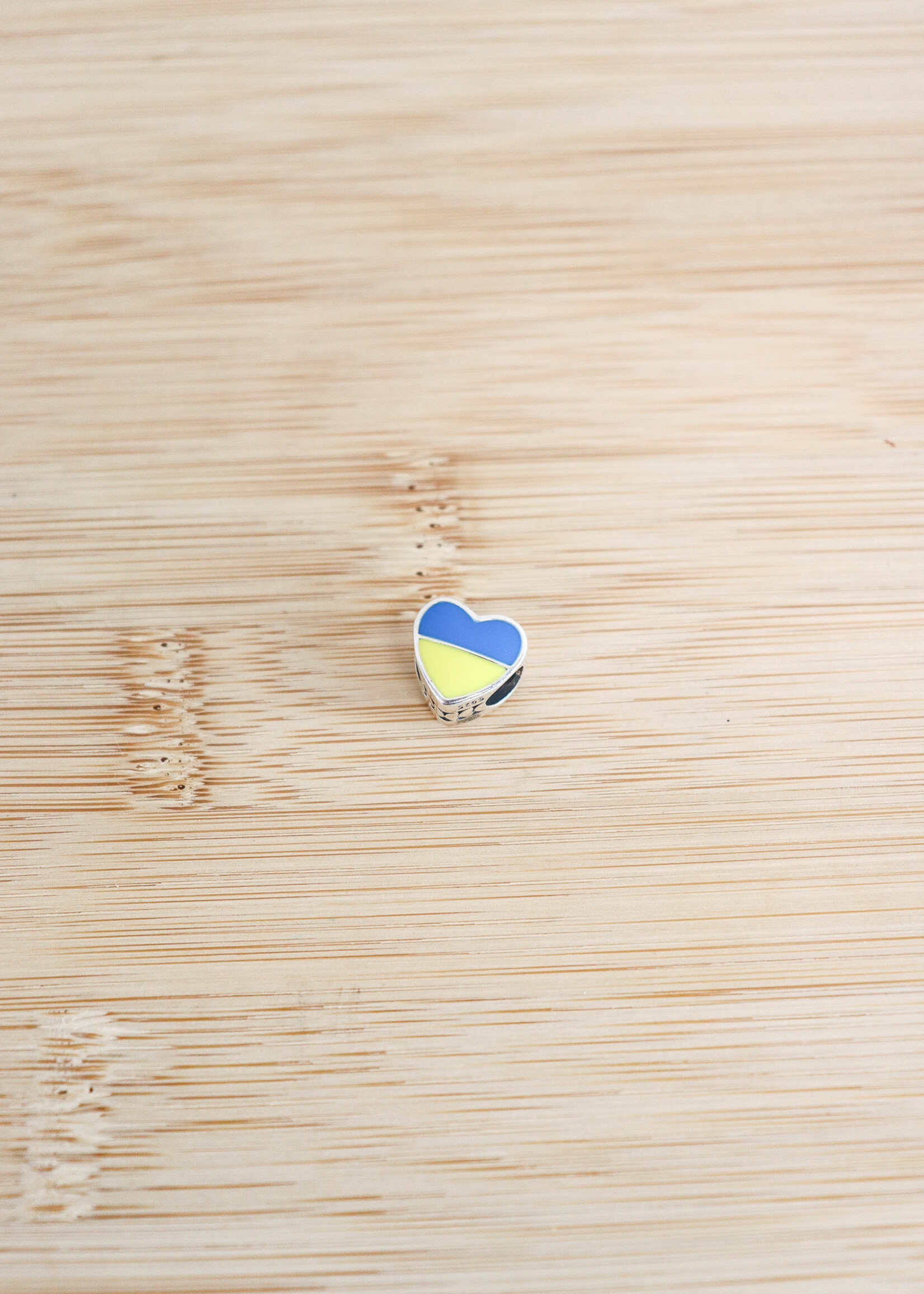JEWELRY - Charm Silver Heart "I love Ukraine" in Blue & Yellow enamel
