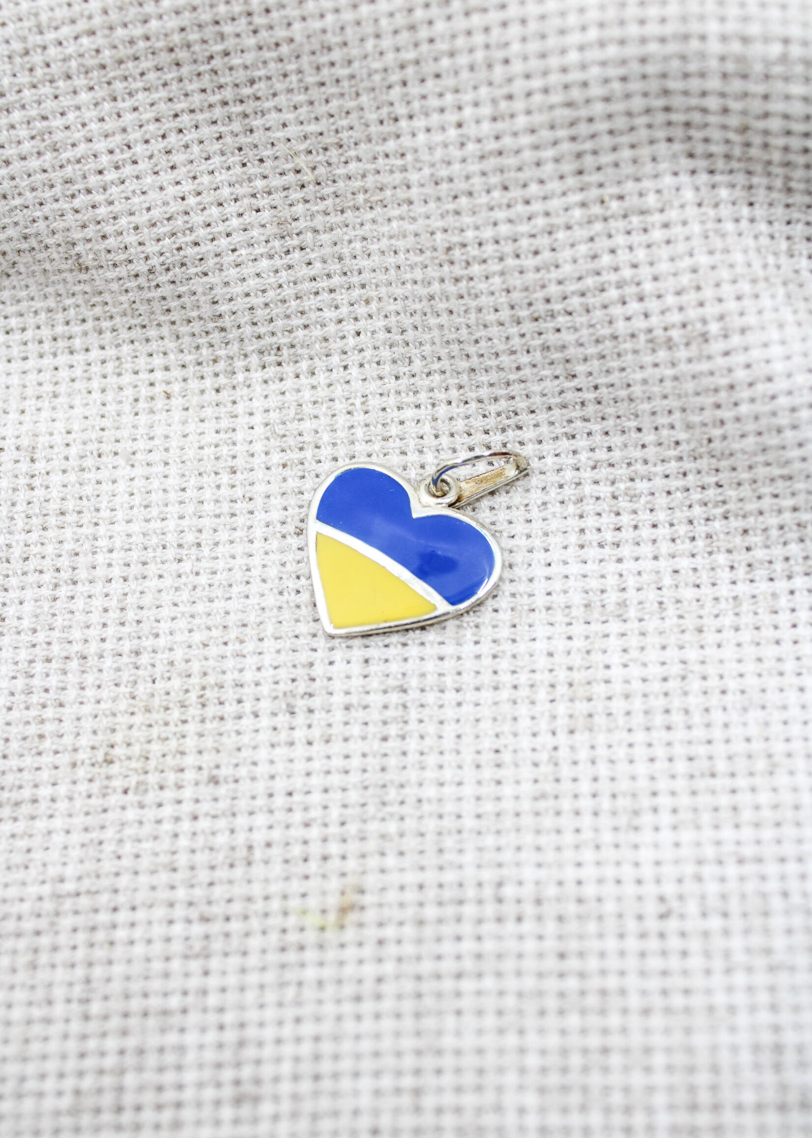 JEWELRY Charm Silver Ukraine Heart in Blue Yellow Enamel