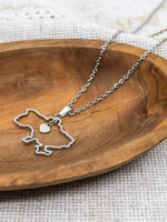 ACCESSORIES - Necklace Map of Ukraine with Heart Cut-out Silver