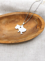ACCESSORIES - Necklace Map of Ukraine with Heart Silver