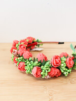 ACCESSORIES - Vinok (Coral/Pink/ Green Flowers &  Berries# 2352) Traditional Ukrainian Flower wreath