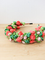ACCESSORIES - Vinok (Coral/Light Green Flowers &  Berries# 2351) Traditional Ukrainian Flower wreath