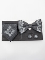 APPAREL - Men's SET of Cufflinks, Bowtie and Pocket Square, Grey