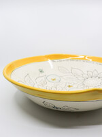 CERAMICS -   14", Bowl, Yellow Sunflowers, "The Song of The Earth Write The Music of My Soul"