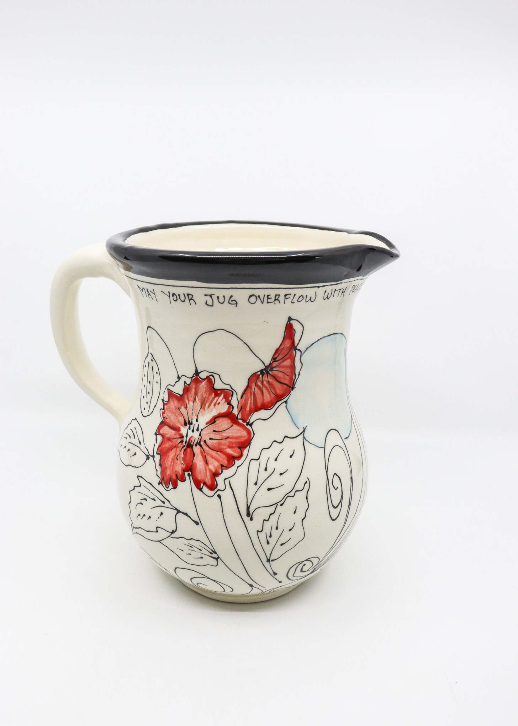 CERAMICS - Medium Jug, Poppies and Wheats, "May Your Jug Overflow with Peace, Love and pure Awesomeness"