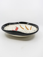 CERAMICS - 10" Bowl, Poppies and Wheat ,  "Rejoice with the Family in this Beautiful Land of Life"