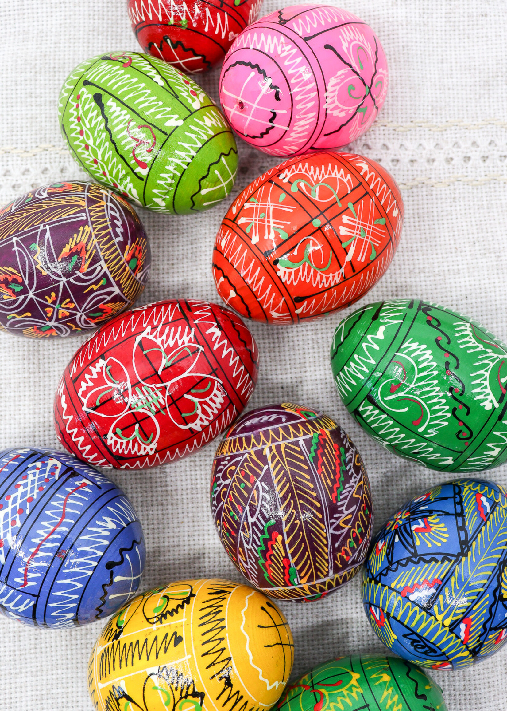PYSANKY -  Easter Eggs Wooden Decorated in Multi Colors
