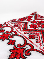 RUSHNYK - White 72x13 1/2 in. Handmade Red/Black geometrical pattern