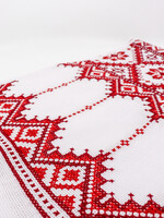 RUSHNYK - White 72x13 1/2 in. Handmade Red geometrical pattern