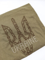 APPAREL - -(M) Olive Green T- Shirt with Tryzub embroidered