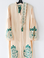 APPAREL -(W) Dress (2024)  Long, Belt & Green Embroidery