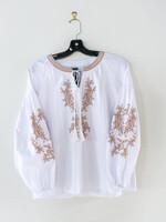 APPAREL - (W) Blouse, 2024 (42" - size M) white/ cream flowers pattern by Dressa, Ukraine