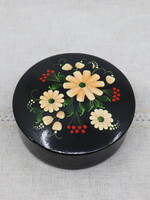 HOME - Round Black Wooden Handpainted Gift Box , 5" diameter