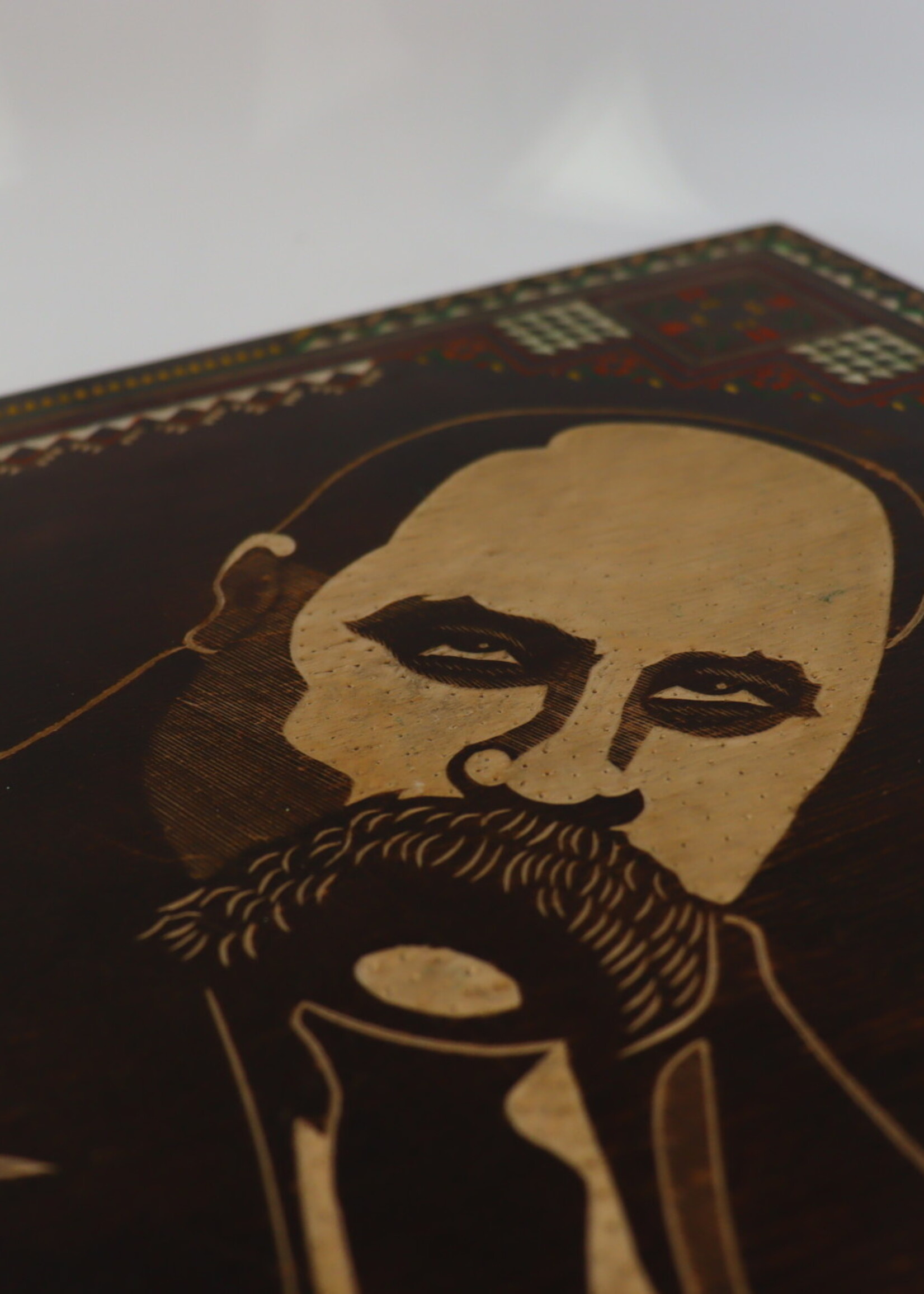 ART - Taras Shevchenko, Relief Portrait of  Ukrainian Poet and National Hero, Hand Carving Embroidered Plywood, Vintage